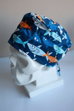 Медицинский колпак (Принт «Акулы на синем»)