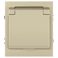 Розетка ЭРА Arktik 16-2103-04 с заземлением 2P+E Schuko со шторками с крышкой 16А-250В шампань | Эра Arktik