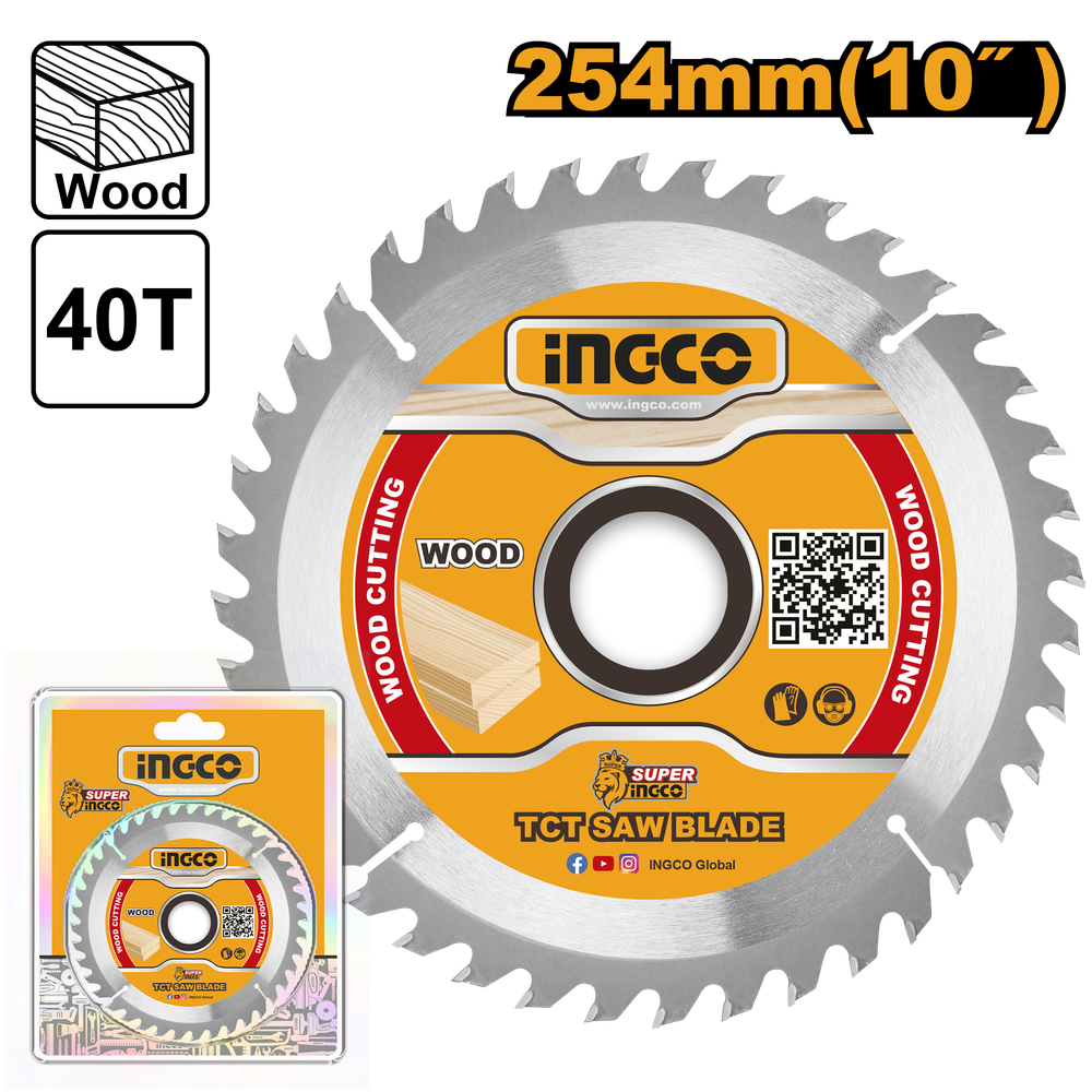Диск пильный по дереву TCT INGCO TSB125425 INDUSTRIAL 254х30 мм 40Т