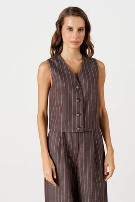 1924 Жилет женский (шоколадный полоска)