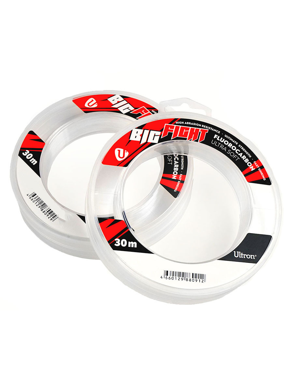 Леска флюорокарбоновая ULTRON Big Fight Fluorocarbon 1,00 мм, 55,0 кг, 30 м, прозрачная