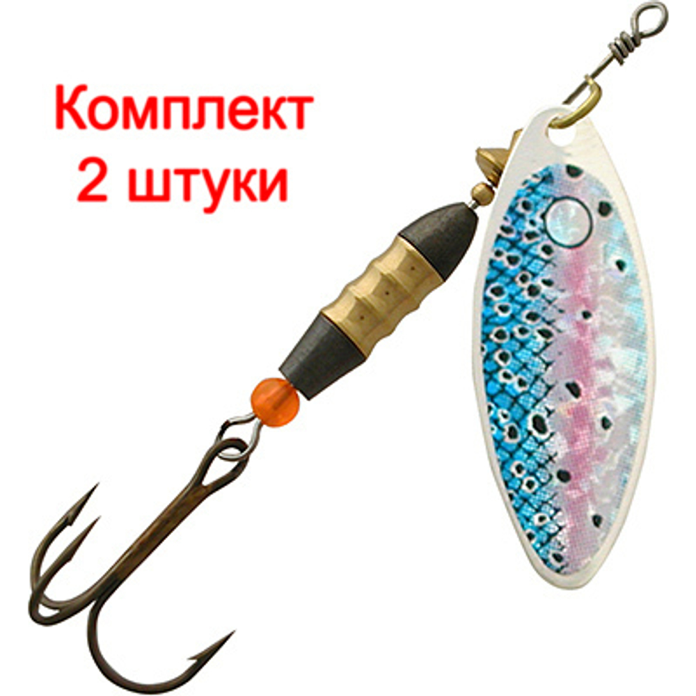 Блесна для рыбалки AQUA LONG 04,0g, лепесток № 1, цвет LO-20 (серебро, желтый, черный), 2 штуки в комплекте