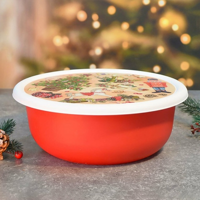 Миска 3,2л с крышкой "Modena. Игрушки", цвет красный