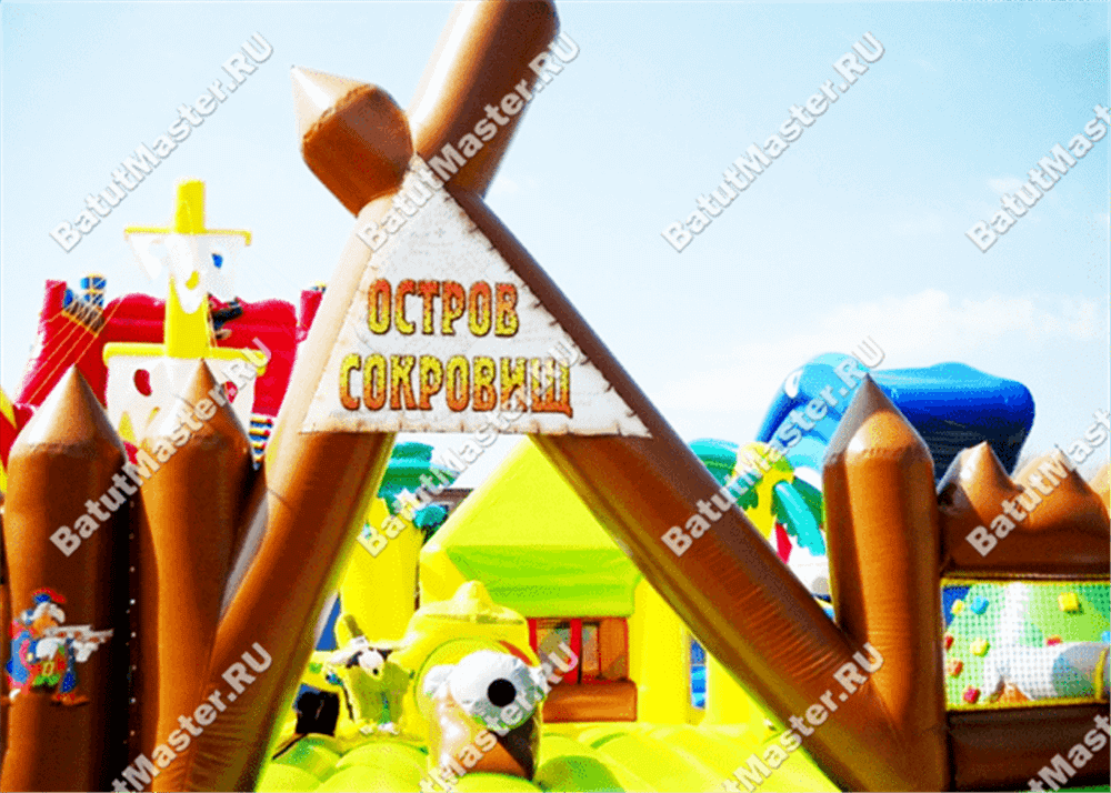 Большой надувной батут "Говорящая акула" 14*10*6 м