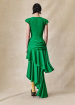 Асимметричное платье макси из вискозного крепа с драпировкой