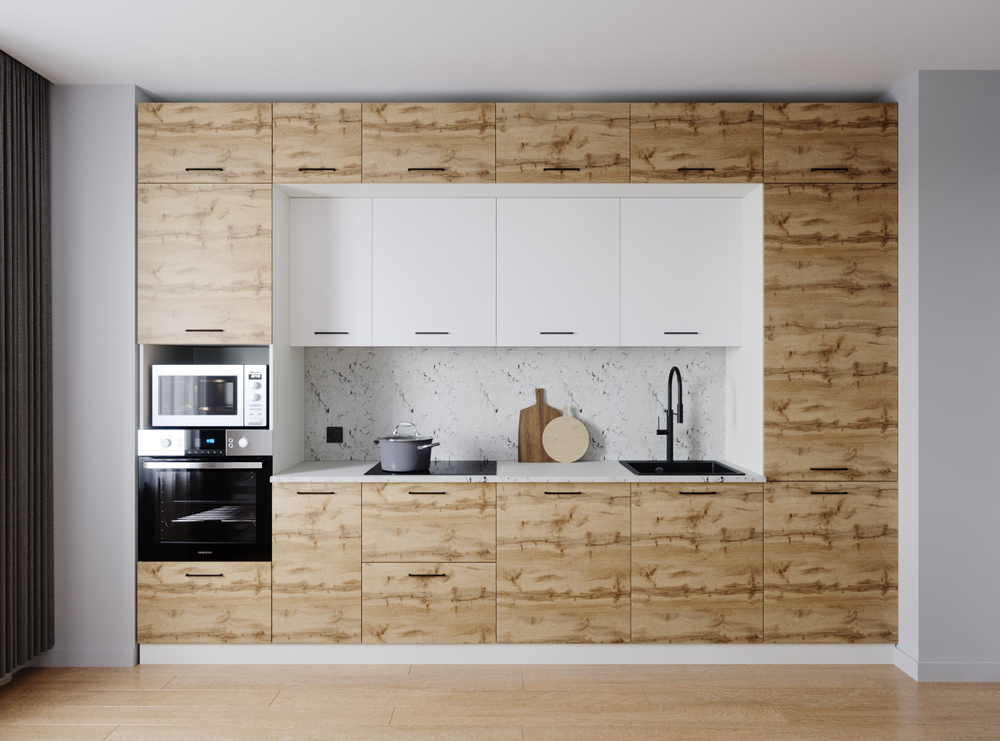 Кухонный гарнитур Антрацит (графит) 3400 мм столешница 38 мм, ЛДСП, прямая просторная кухня для большой гостиной, студии и семьи