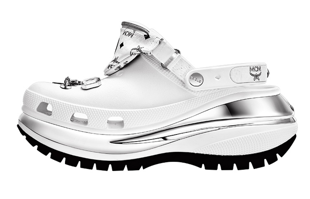 Crocs X MCM Mega Crush Clogs "White Silver"