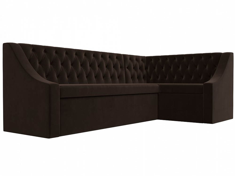 Диван кухонный угловой Мерлин правый угол, Коричневый, Микровельвет, 100452