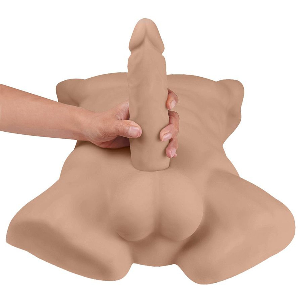 Карамельный мужской торс с фаллоимитатором SILEXD Apollo L 7"