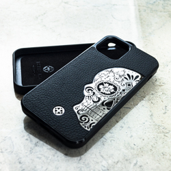 Эксклюзивный чехол iphone с черепом Mexican Calavera Euphoria HM Premium - натуральная кожа, металл для iPhone