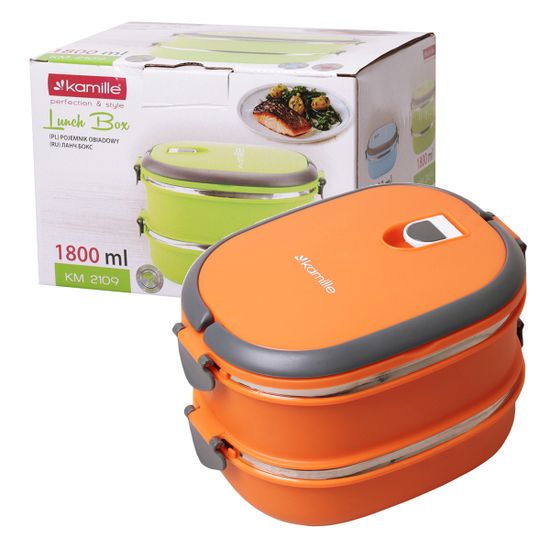 Ланч бокс двойной 1800 мл. Kamille КМ 2109 пластик, нержавеющая сталь