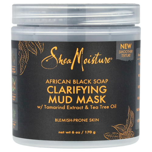 SheaMoisture, African Black Soap, очищающая грязевая маска с экстрактом тамаринда и маслом чайного дерева, 170 г (6 унций)