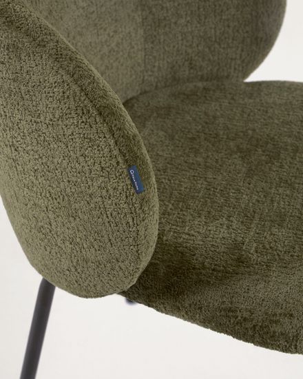 Стул Minna из зеленого бархата на стальных ножках с черной отделкой La Forma Испания 