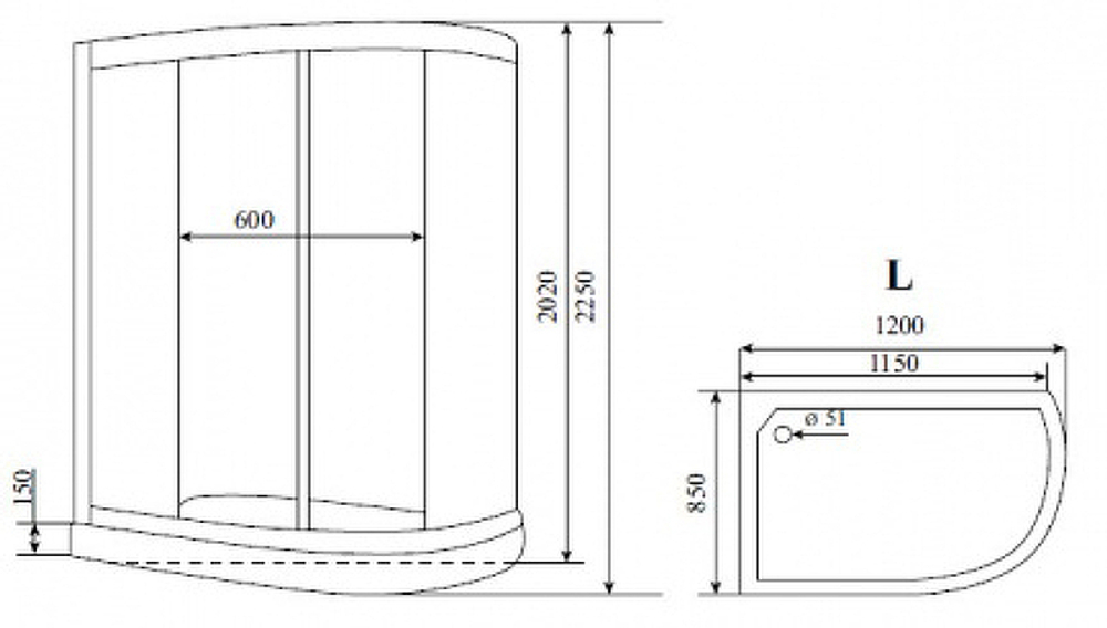Душевая кабина Timo Standart 120х85 T-1102PL без гидромассажа