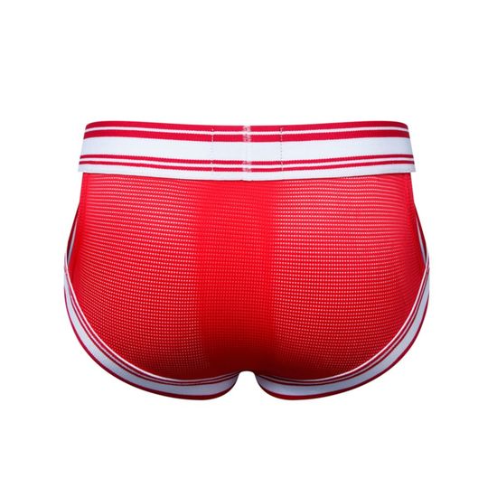 Мужские трусы брифы красные с вырезами по бокам JOCKMAIL JM2024-8