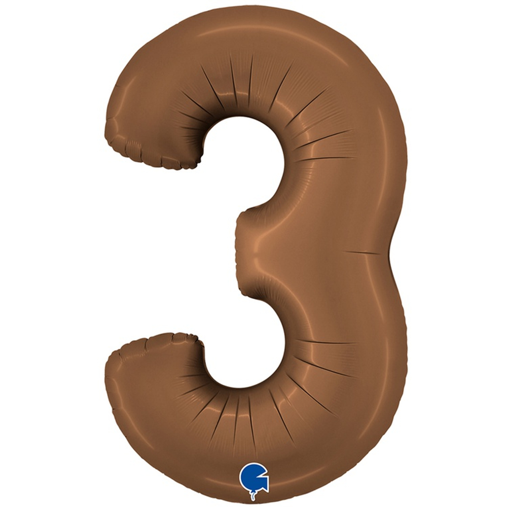 Шар фольгированный Цифра 3 101 см (Коричневый)