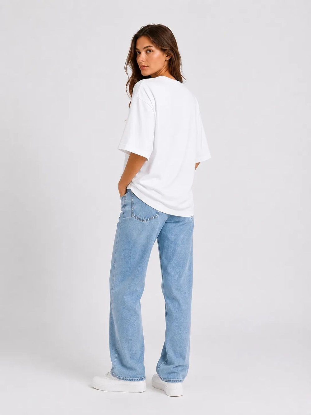 Футболка женская белая oversize M-XL
