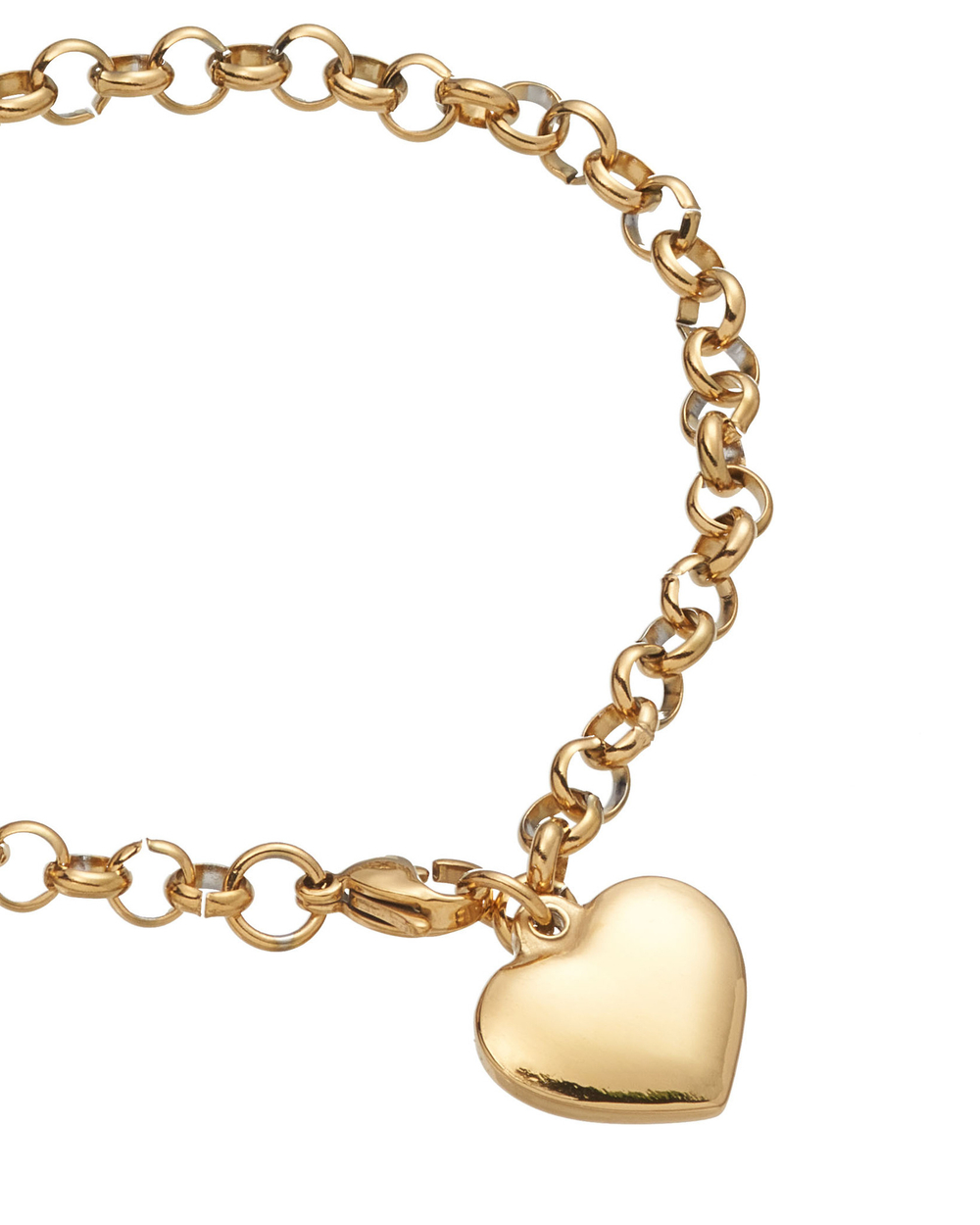 Браслет цепь, сердце золото