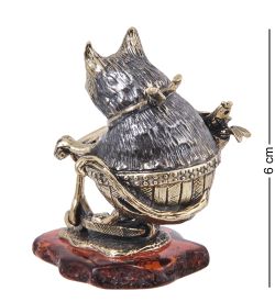 Народные промыслы AM-4039 Фигурка «Кот Шоппинг» (латунь, янтарь)
