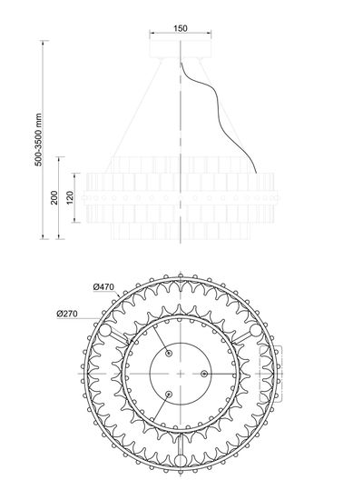 91GH-30864 Люстра подвесная "Galaxy" стекло прозрач. d47*h20см