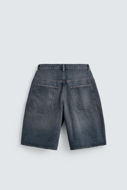 ZARA ДЖИНСОВЫЕ ШОРТЫ BAGGY FIT, СИНИЙ