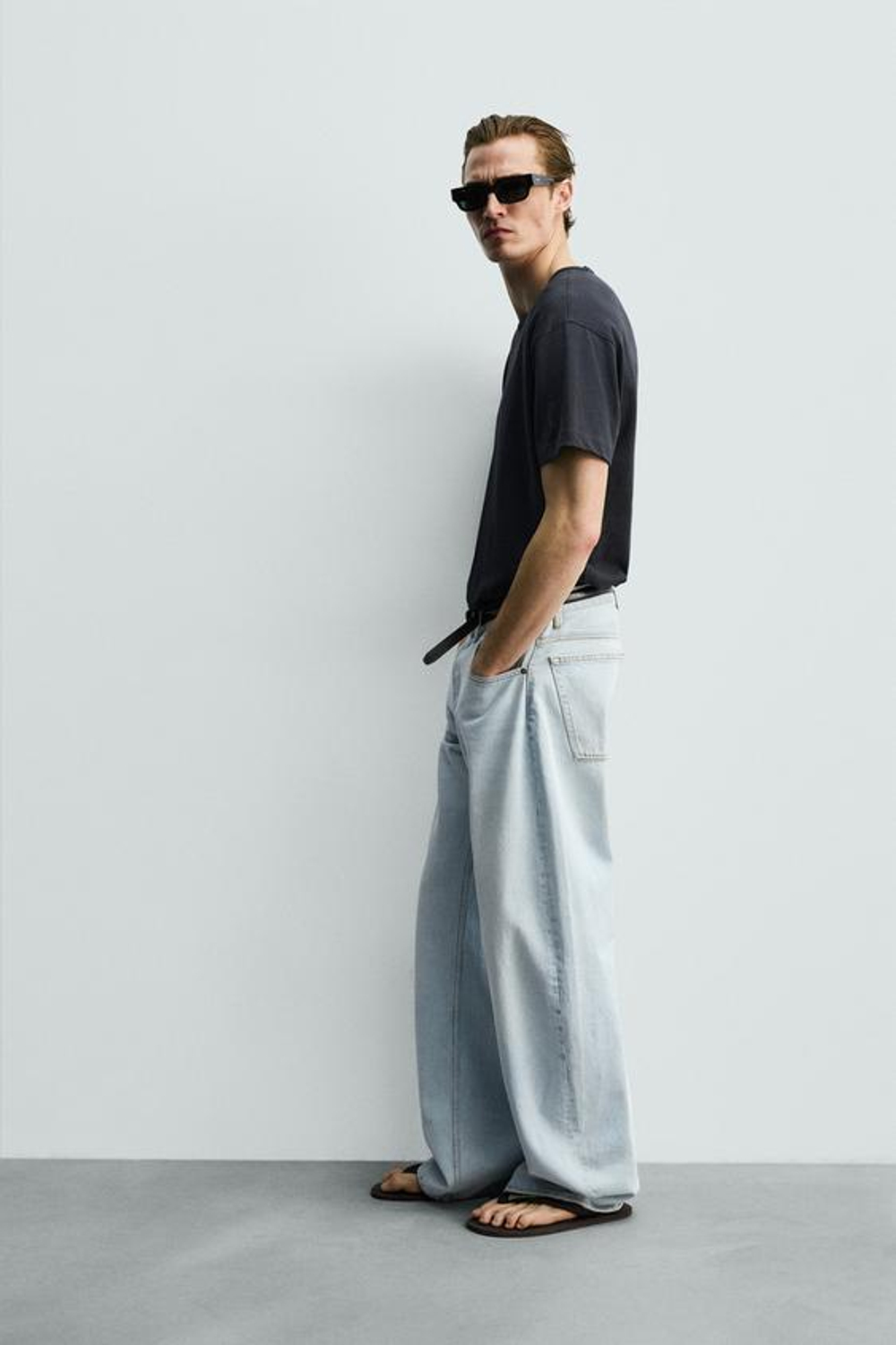 ZARA ДЖИНСЫ BALLOON FIT, ГОЛУБОЙ