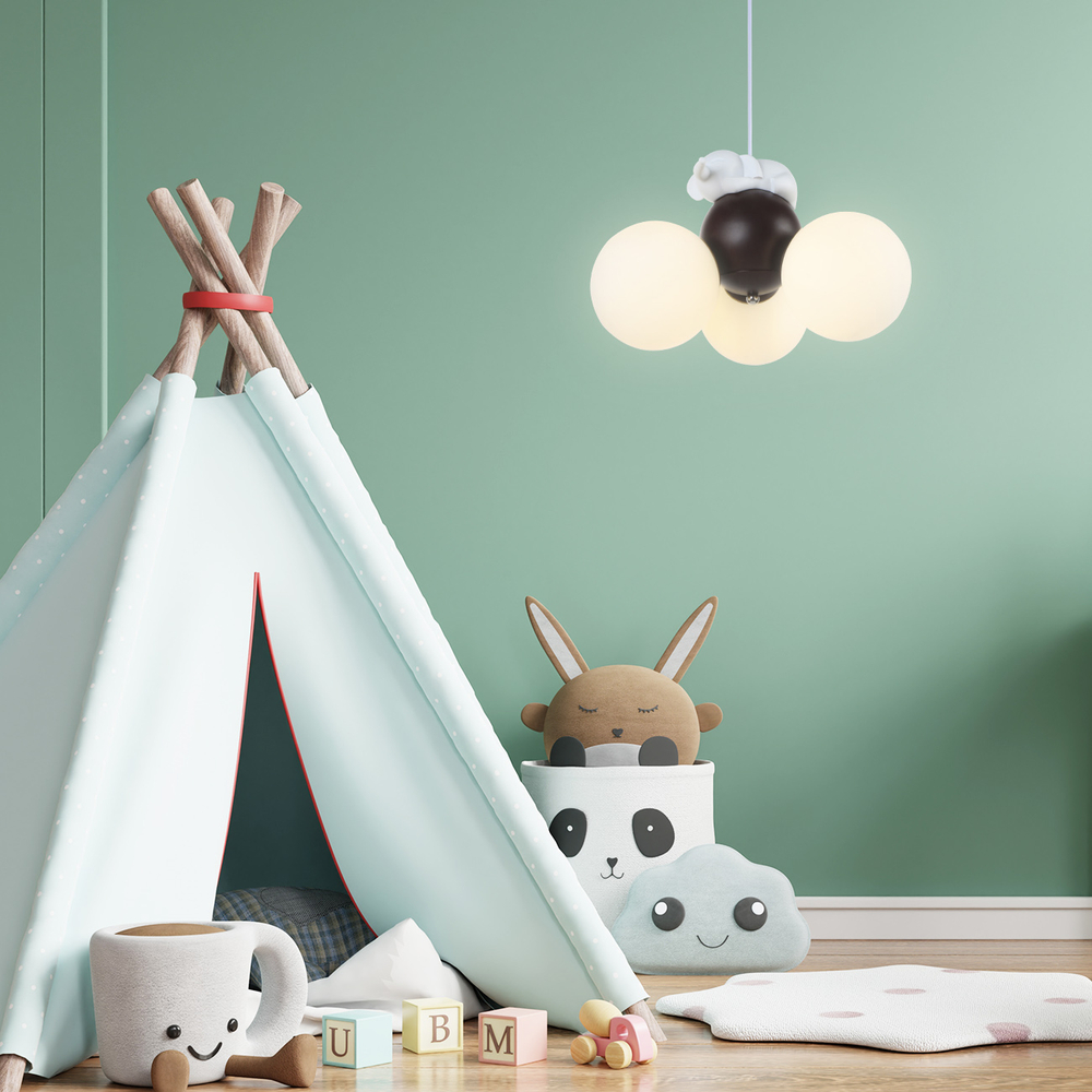 Люстра подвесная 3x40Вт G9, металл/стекло, белый/коричневый, плафон белый матовый