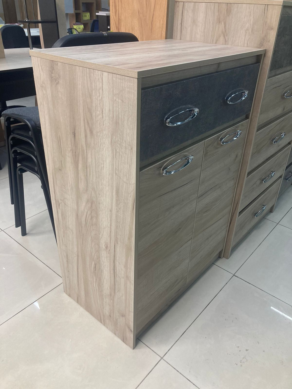 Тумба для обуви Дакота серый крафт/тиз серый ЛДСП