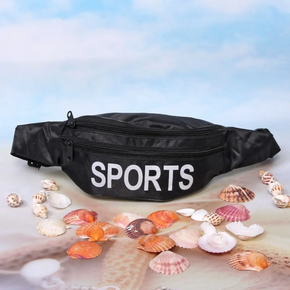 Сумка на пояс «Ultramarine - Sports Style», цвет черный, 3 кармана, 36*10*8см