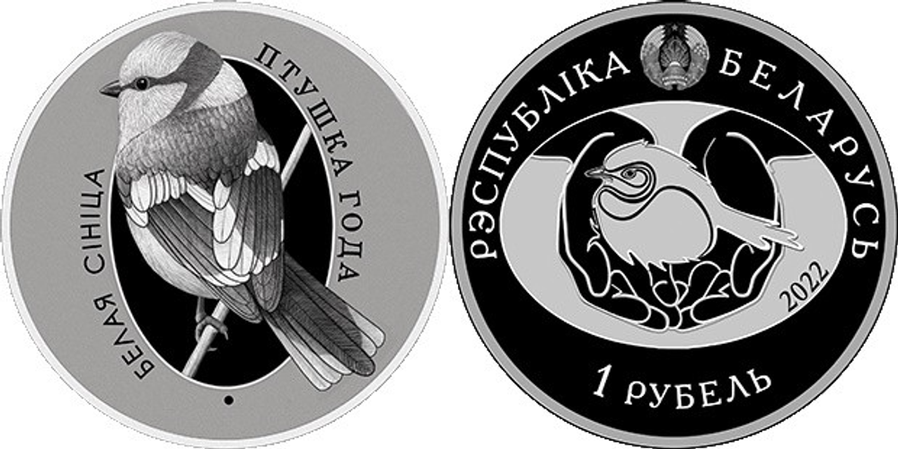 Беларусь 1 рубль, 2022 Птица года - Белая синица