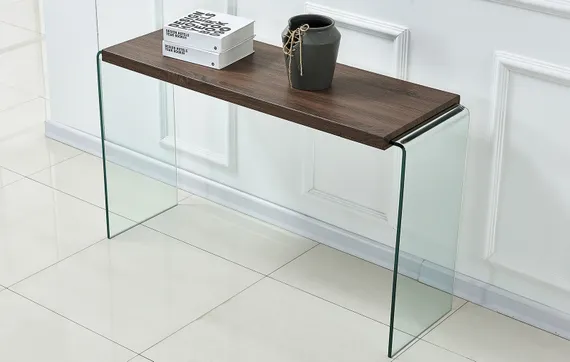 Консоль Glass с деревянной столешницей