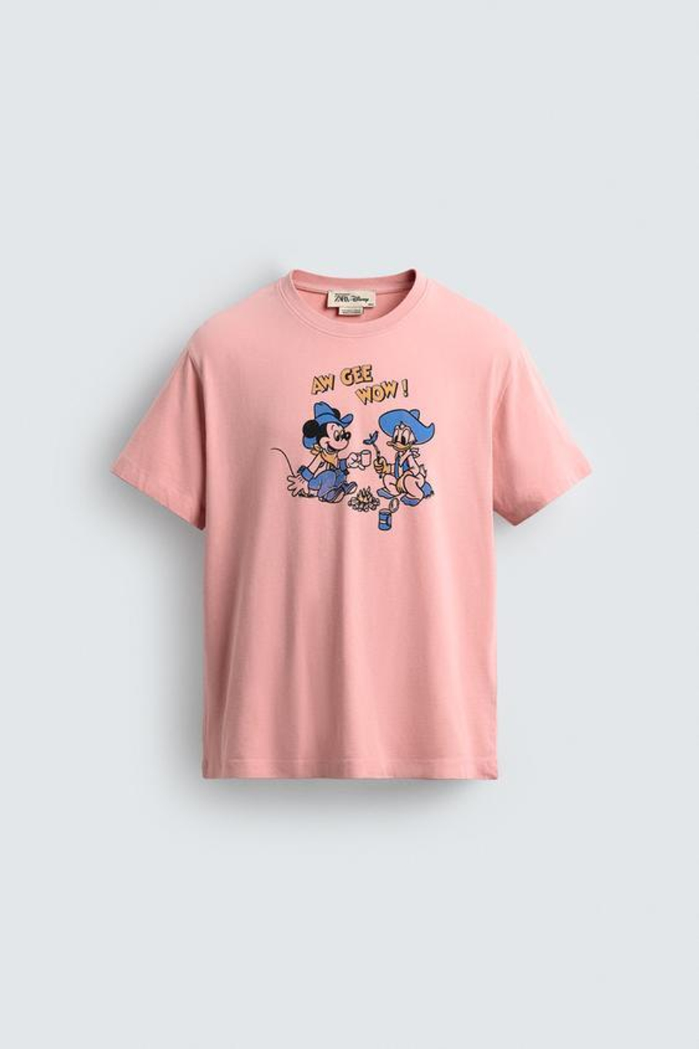 ZARA HARRY LAMBERT X DISNEY ФУТБОЛКА MICKEY + DONALD, ПАСТЕЛЬНО-РОЗОВЫЙ
