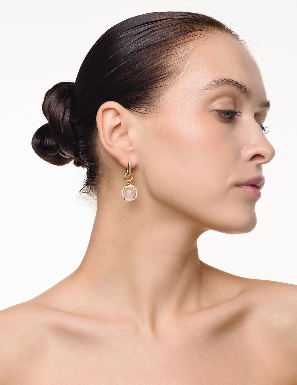 Серьги "Royal" из розового кварца Gold