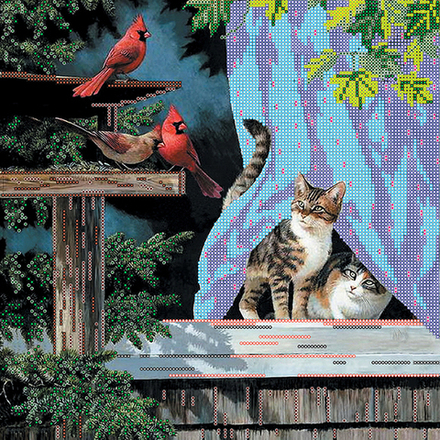 Схема для вышивки бисером на натуральном художественном холсте "Собеседники", 300 х 300 мм (Основная