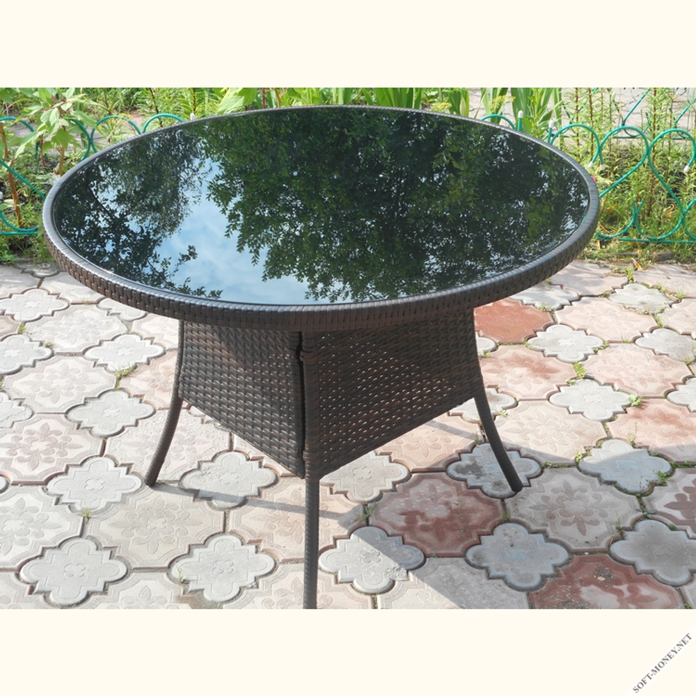 Стол из искусственного ротанга ЭММА «EMMA» Dark Brown D105 см