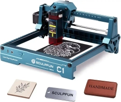 SCULPFUN C1 3 Вт Мини-лазерный гравировальный станок, высокая точность 0,04 мм, скорость до 10 000 мм/мин, подключаемый и работающий многофункциональный станок