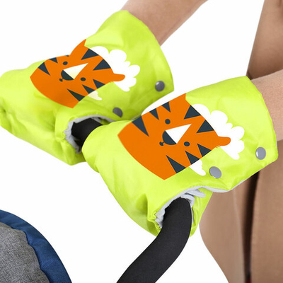 Варежки муфта на коляску/санки с тигренком лимонный(РС2)