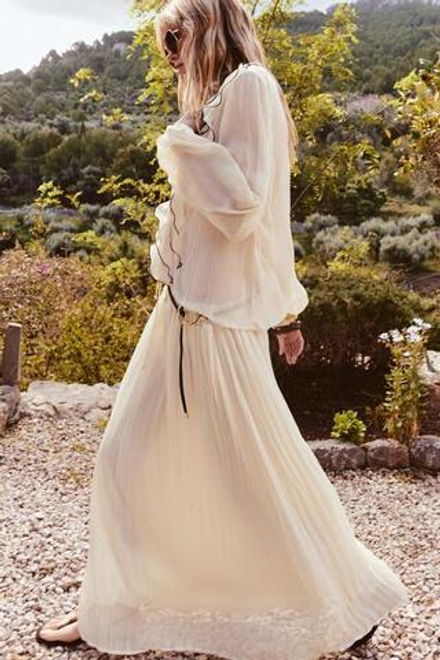 ZARA СТРУЯЩАЯСЯ ЮБКА С РЕМНЕМ, ЭКРЮ