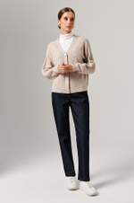 1908 Кардиган женский (серо-бежевый меланж)