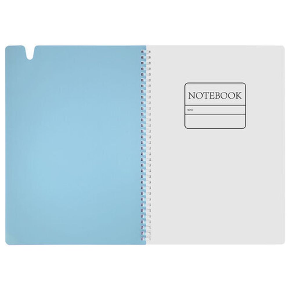 Тетрадь обложка пластик, А4 80 л., гребень мягкий, вырубка для ручки, клетка, BRAUBERG, голубой, 405370