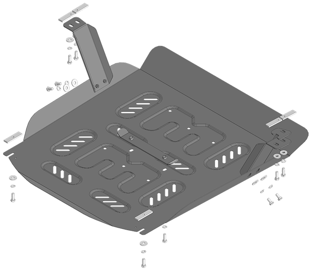 Защита радиатора, картера двигателя. 2 мм, Сталь. для Foton Toano 2015-н.в., Motodor.77501