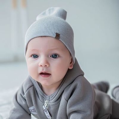 Two-ply cotton hat 3-18 months - Gray