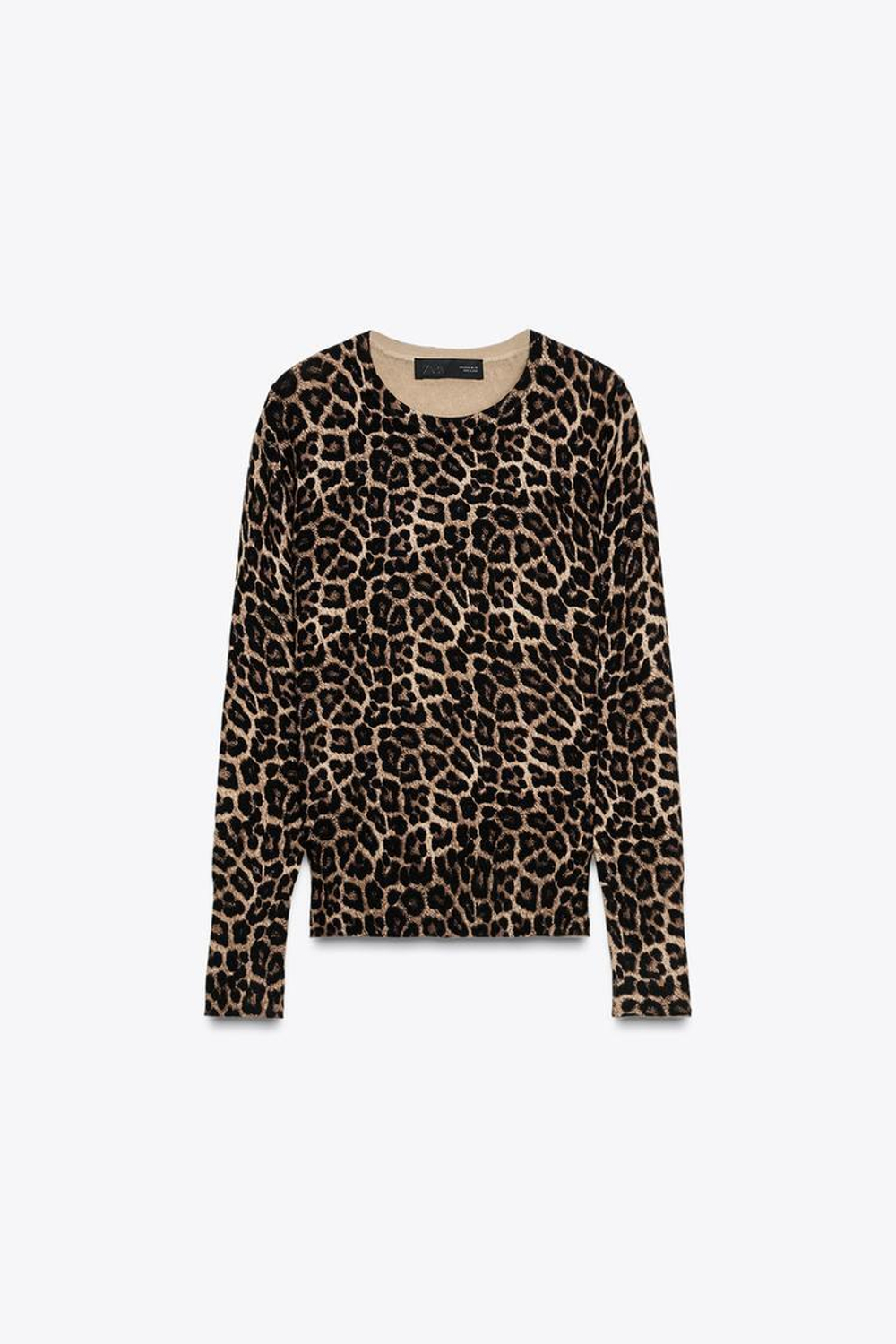 ZARA СВИТЕР С АНИМАЛИСТИЧЕСКИМ ПРИНТОМ, ЧЕРНЫЙ-КОРИЧНЕВЫЙ