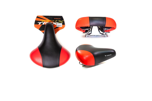 Седло TRIX комфорт 245x210 мм, пружинное, черно-красное