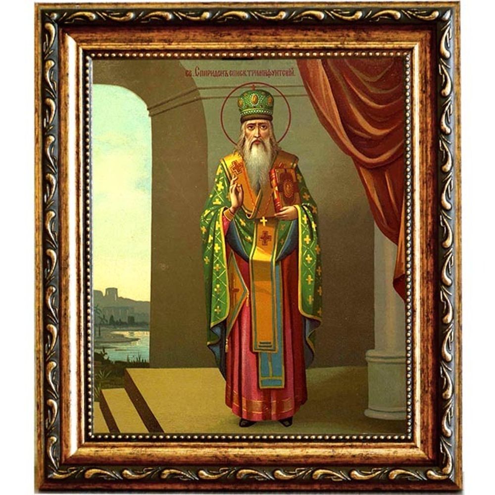 Спиридон Тримифунтский Святитель чудотворец. Икона на холсте.
