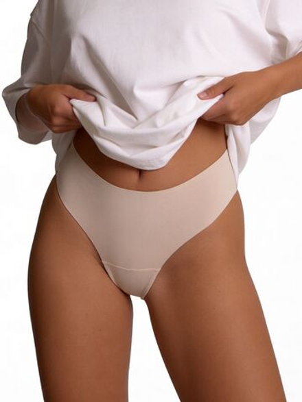 Трусы бесшовные Стринги Бежевые