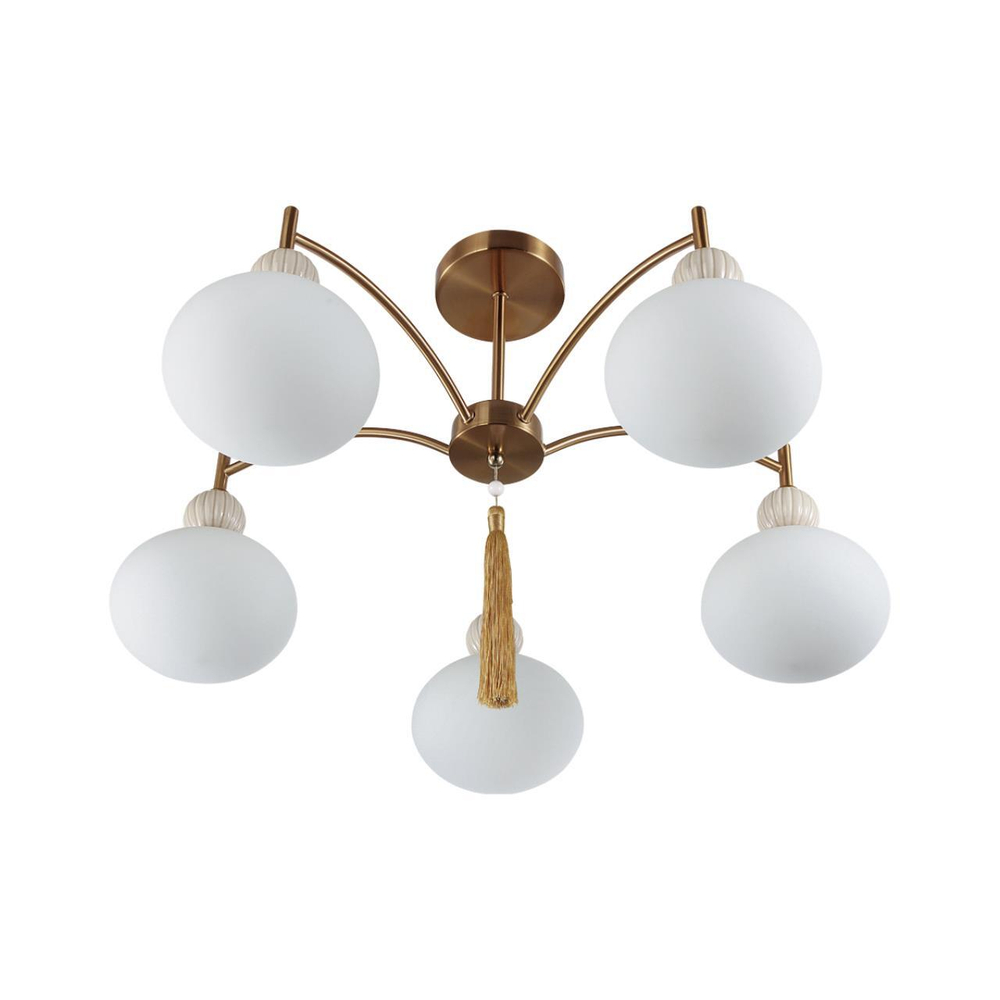 8272/5C NEOCLASSI латунь/бежевый/белый, металл/керамика/стекло Люстра потолочная Е14 5*40W 220V GLORIYA
