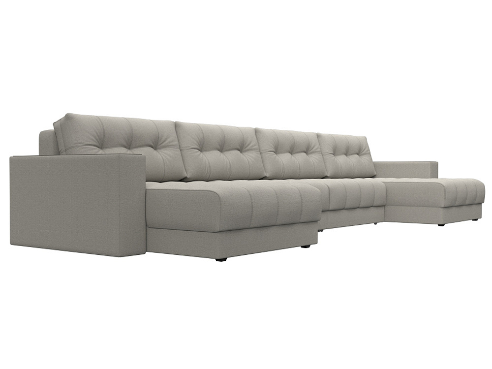 Диван П-образный с декором Лига-049 НПБ Лонг, Амур 02 рогожка бежевый