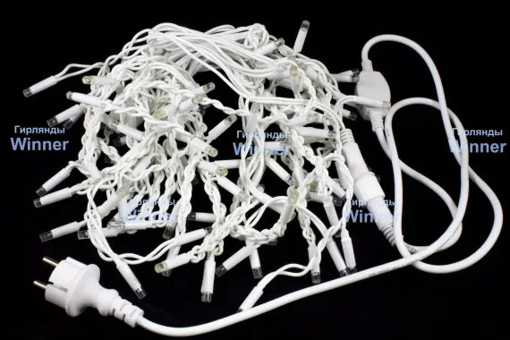 Светодиодная мерцающая бахрома 3*0.6 м., 220V, 100 синих LED ламп, белый каучук, соединяемая, Winner (b.02.7W.100+)