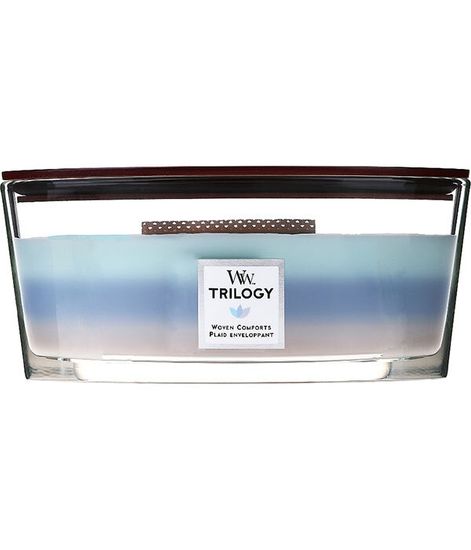 Вязаный плед, ароматическая свеча трилогия эллипс, WoodWick